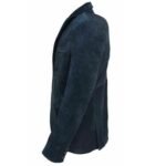 Casual Navy Blue Suede Blazer In Leather - Image 4
