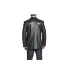 Men’s Black Blazer Coat One Button Leather Sale - Image 2
