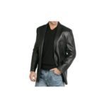 Men’s Black Blazer Coat One Button Leather Sale