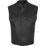 Plain Real Leather Biker Vest