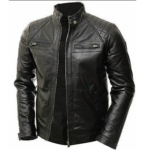 Black Leather Cafe Race Biker Men’s Quilted Jacket