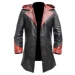 Red Black Coat Men’s Long Leather Coat