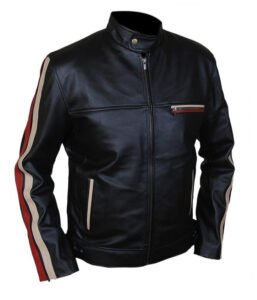 Retro Cafe Racer Leather Jacket - Image 4