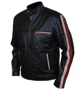 Retro Cafe Racer Leather Jacket - Image 2