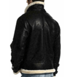 Fur Leather Men’s Black Shearling Jacket - Image 3