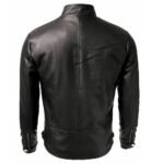 Slim Fit Black Cafe Racer Jacket In Leather - Image 3