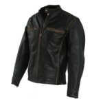 Cafe Racer Stand Up Collar Jacket Black Leather