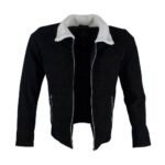 Men’s Shearling Leather Black Suede Jacket - Image 5