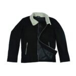 Men’s Shearling Leather Black Suede Jacket