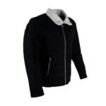 Men’s Shearling Leather Black Suede Jacket - Image 3