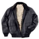 Men Black Fur Aviator Leather Jacket