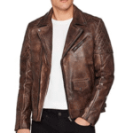 Men’s Biker Vintage Brown Leather Jacket - Image 2