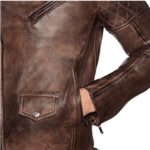 Men’s Biker Vintage Brown Leather Jacket - Image 3