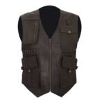 Genuine Leather Brown Biker Vest
