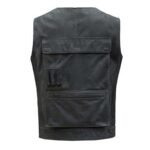 Black Biker Distressed Leather Vest - Image 3