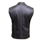 Black Leather Vest With Shirt Collar - Image 3