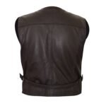 Genuine Leather Brown Biker Vest - Image 3