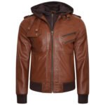 Wing Hooded Jacket For Men In Brown Leather