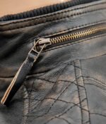 Distressed Cafe Racer Biker Jacket In Brown Leather - Image 5