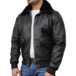 Men’s Artificial Leather Fur Bomber Jacket - Image 3