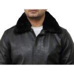Men’s Artificial Leather Fur Bomber Jacket - Image 5