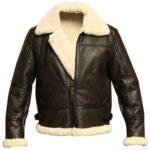 Men's Brown B3 Flight Leather Jacket With PU Fur Shearling Lining