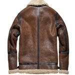 Men's Brown Bomber Fur Shearling Jacket In Leather - Image 3