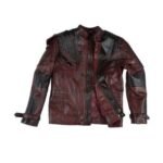 Men’s Distressed Biker Maroon Leather Jacket - Image 3