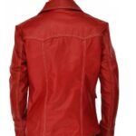 Shirt Collar Red Leather Jacket - Image 3
