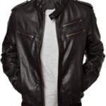 Men’s Leather Black Cafe Racer Jacket