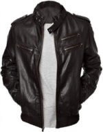 Men’s Leather Black Cafe Racer Jacket