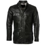 Black Leather Men’s Cafe Racer Jacket