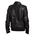 Men’s Leather Black Cafe Racer Jacket - Image 2