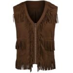 Leather Dark Brown Fringes Vest