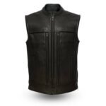 Triple Zip Black Leather Vest