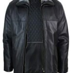 Men’s Fur Lined Double Zip Leather Jacket In Black