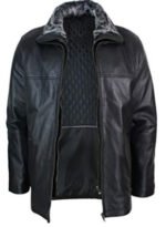 Men’s Fur Lined Double Zip Leather Jacket In Black
