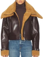 Camila Coelho Elba Brown Leather Jacket