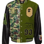 Jeff Hamilton Camo Wool and Leather Bomber Varsity Jacket