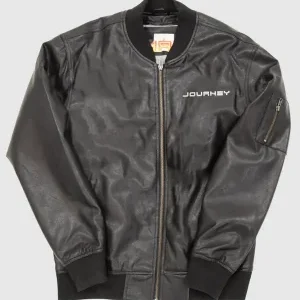 Journey Freedom Bomber Black Leather Jacket