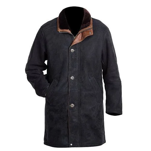 Long Suede Coat In Leather