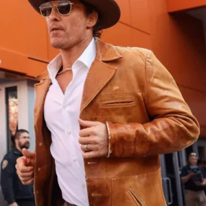 Matthew McConaughey Texas Longhorns Brown Leather Jacket
