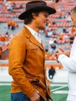 Matthew McConaughey Texas Longhorns Brown Leather Jacket
