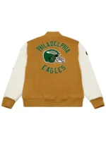 NFL-Championship-Game-1960-Phila-Unisex-Brown-and-Cream-Dusted-Wool-Varsity-Jacket