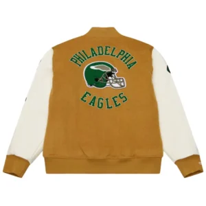 NFL-Championship-Game-1960-Phila-Unisex-Brown-and-Cream-Dusted-Wool-Varsity-Jacket