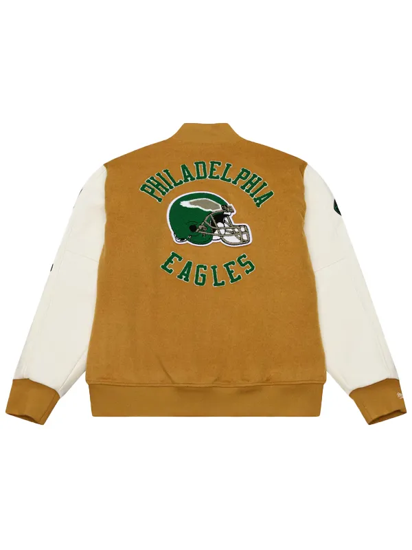 NFL-Championship-Game-1960-Phila-Unisex-Brown-and-Cream-Dusted-Wool-Varsity-Jacket