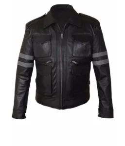 Resident Evil 6 LEON Jacket In Black Leather