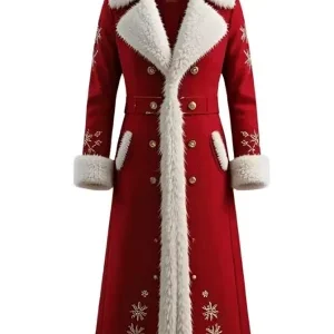 Santa Claus Christmas Red Wool Long Coat