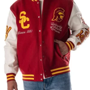 USC-Red-Wool-Hooded-Varsity-Jacket