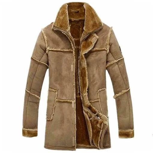Vintage Brown Long Shearling Coat